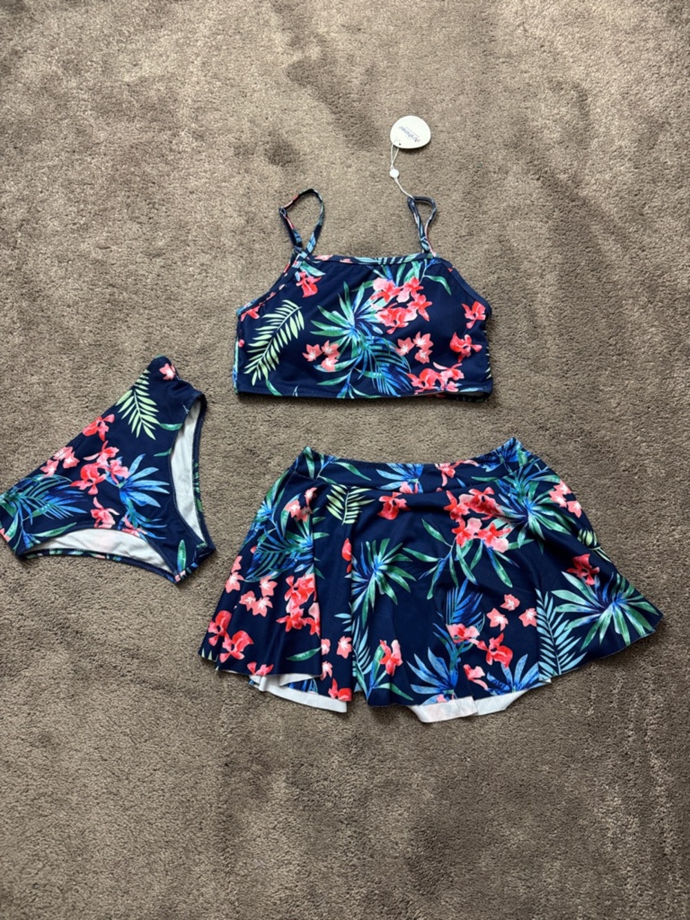 Airshiner Floral Bikini 3 Piece Skirted Swimsuit SIZE XS/165 NWT